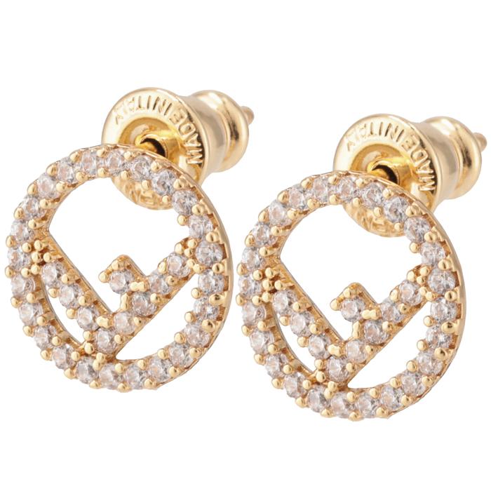 FENDI（フェンディ） 【並行輸入品】 ピアス エフ イズ パヴェ F IS