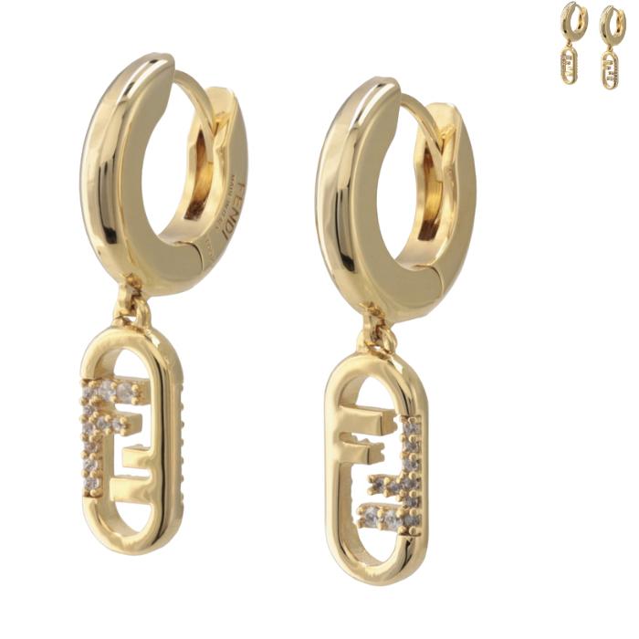 FENDI 【並行輸入品】 ピアス O'LOCK FFロゴ パヴェ オーロック