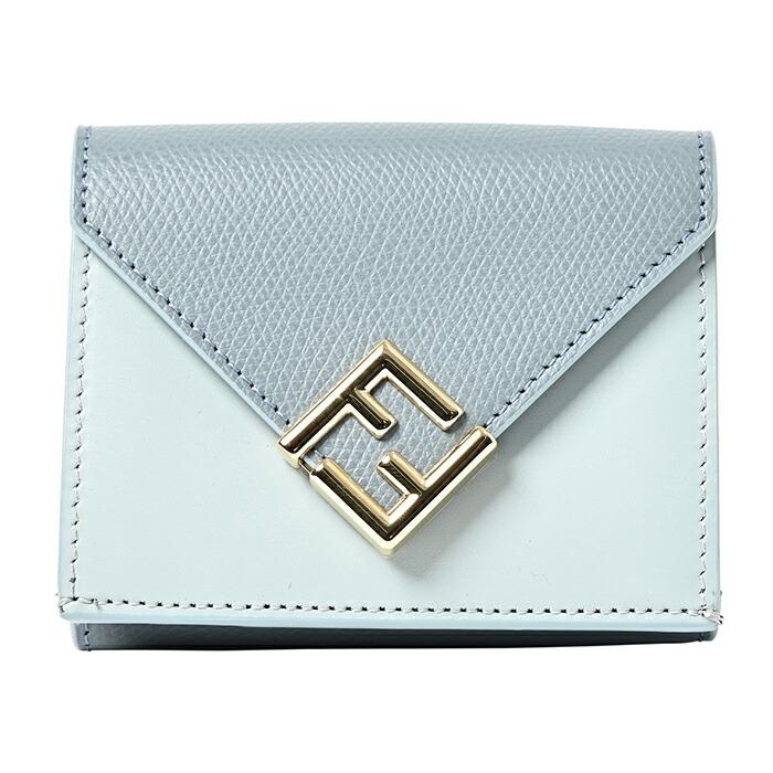 FFダイヤモンド財布　FENDI マーキュリーブルー＆ライトブルー　三つ折り フェンディ】の財布。爽やかなマーキュリーブルーに大人の遊び心を薫ら