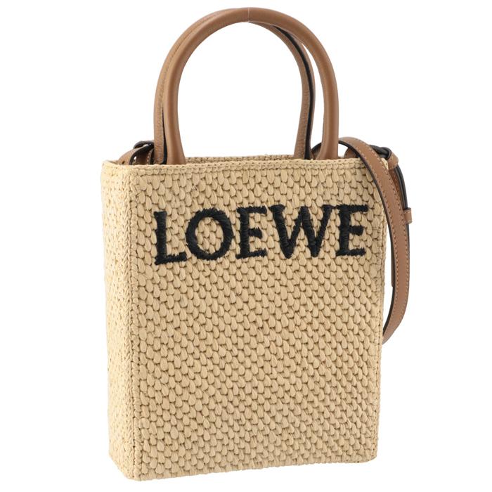 LOEWE カゴバッグ スモール ラフィア ロエベ スクエアバスケット スモール ラフィア×レザー カゴ