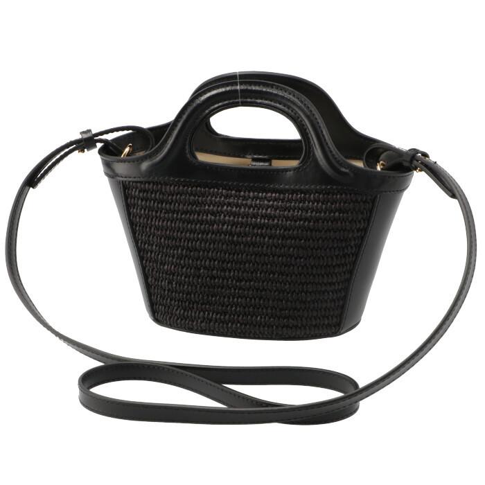 マルニ MARNI ショルダーバッグ レザー＆ラフィア TROPICALIA マイクロバッグ かごバッグ ブラック BMMP0067Q0 P3860 00N99 MARNI（マルニ） 【並行輸入品】 ショルダーバッグ レザー&ラフィア