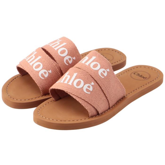 クロエ CHLOE 【大人もOK】キッズ サンダル WOODY ロゴ リネン