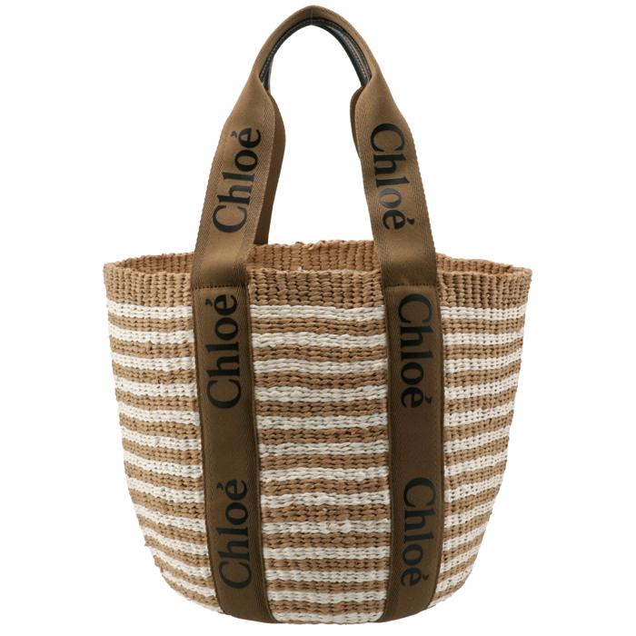 CHLOE トートバッグ WOODY LOGO ラージ バスケット リボン付き かご  
