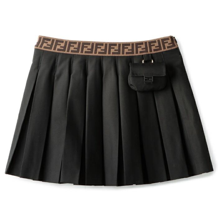 FENDI フェンディ  ロゴ　アシンメトリー　プリーツスカート　40 FENDI フェンディ ロゴアシンメトリープリーツスカート40