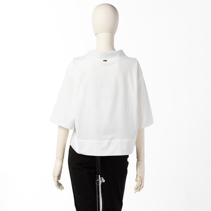 HERNO - ヘルノ HERNO Tシャツ レディース  シルクスカーフ付き SUPERFINE COTTON STRETCH 五分袖 ファネルネック JG000203D 52003 9300 HERNO - ヘルノ HERNO Tシャツ レディース シルクスカーフ付き