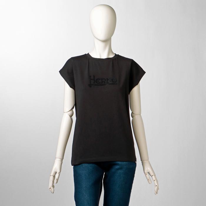 HERNO - ヘルノ HERNO Tシャツ レディース INTERLOCK JERSEY 半袖 クルーネック フレンチスリーブ ショートスリーブシャツ JG000211D 52009 9393 HERNO ヘルノ Tシャツ レディース INTERLOCK JERSEY 半袖 クルー