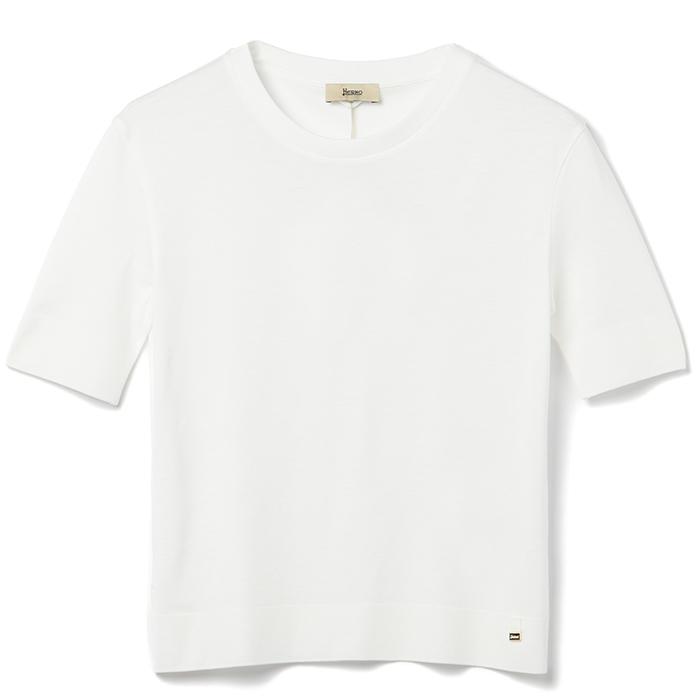 Tシャツ・カットソー HERNO SS25 Stretch tech shirt (CM000019D 1250) ニット調 コットン クルーネックTシャツ【Herno】｜Herno