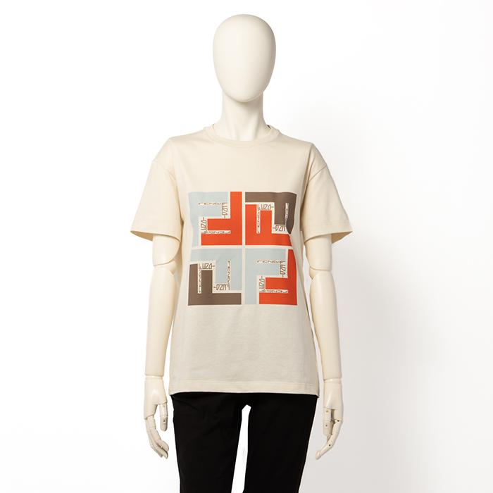 FENDI 大人もOK キッズ Tシャツ マクロパズルロゴ 半袖シャツ クルー  