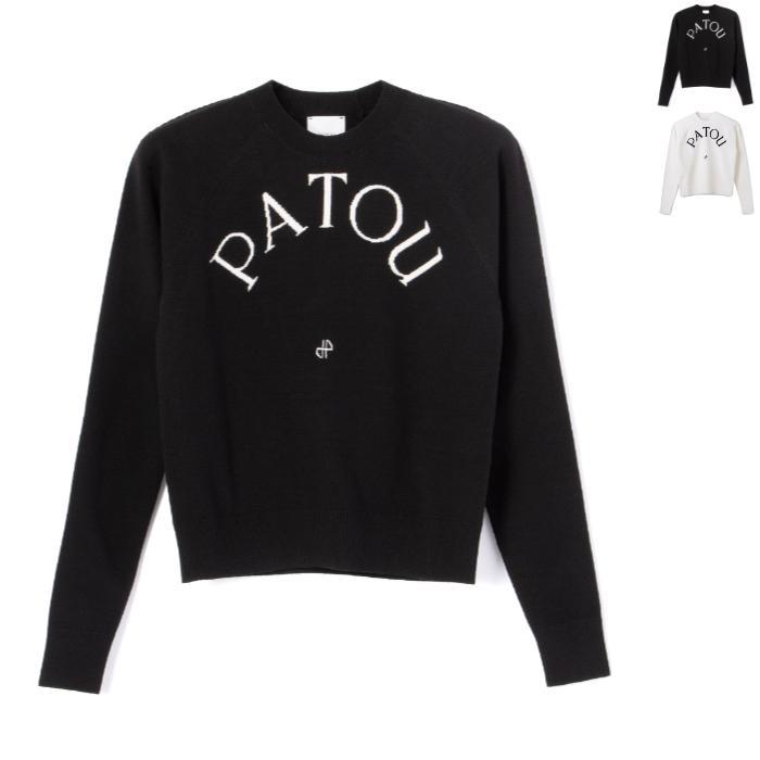 PATOU - パトゥ PATOU ニット ロゴ クルーネック セーター ウールブレンド 長袖 KN1108045 0006 PATOU パトゥ ニット ロゴ クルーネック セーター ウール