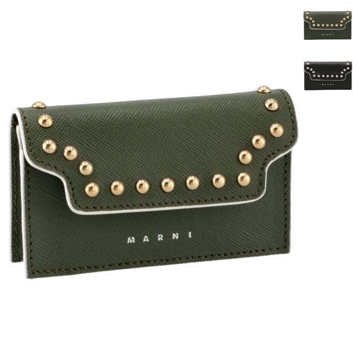 人気色 MARNI カードケース サフィアーノレザー スタッズ 名刺入れ