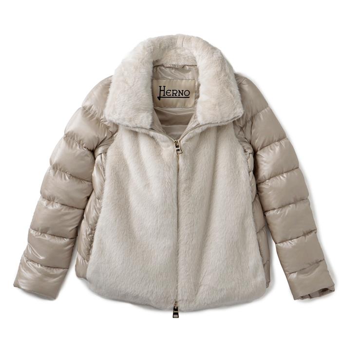 HERNO - ヘルノ HERNO ダウン レディース ダウンジャケット ULTRALIGHT ナイロン エコファー ショート丈 PI001739D 12017 1985 HERNO ヘルノ ダウン レディース ダウンジャケット ULTRALIGHT