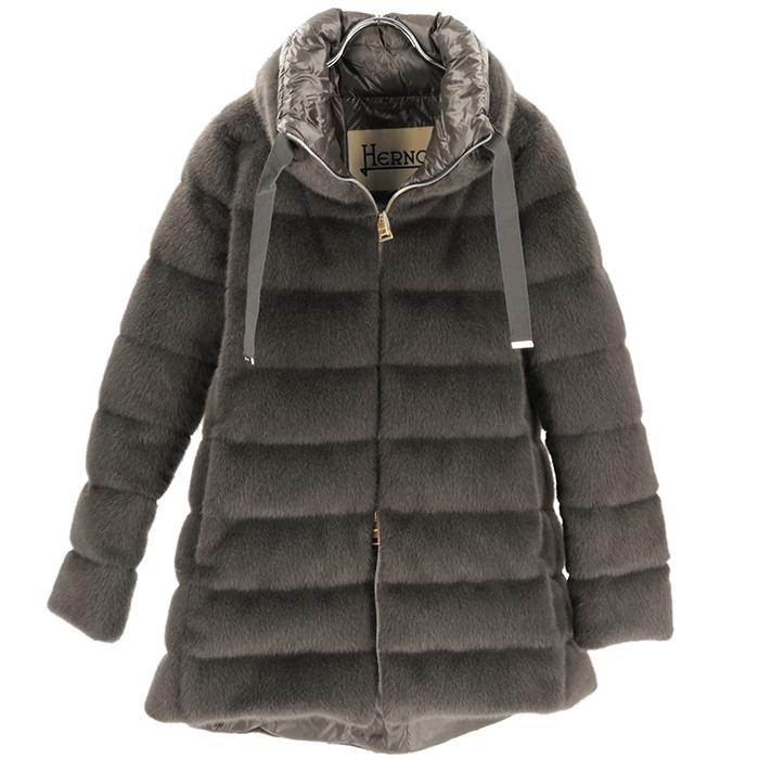 【並行輸入品】 HERNO レディース ダウンコート A-SHAPE IN FAUX FUR スタンドカラー PI002123D 12630の画像