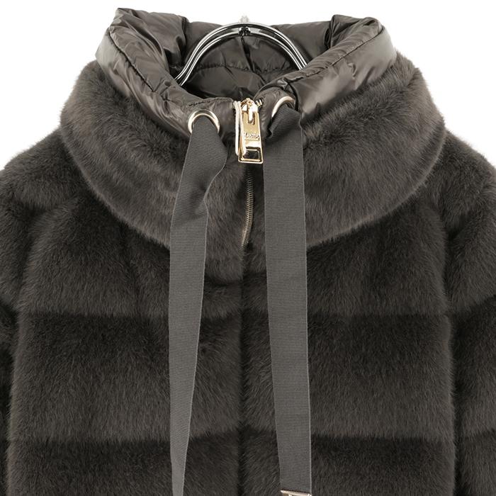 【並行輸入品】 HERNO レディース ダウンコート A-SHAPE IN FAUX FUR スタンドカラー PI002123D 12630の画像