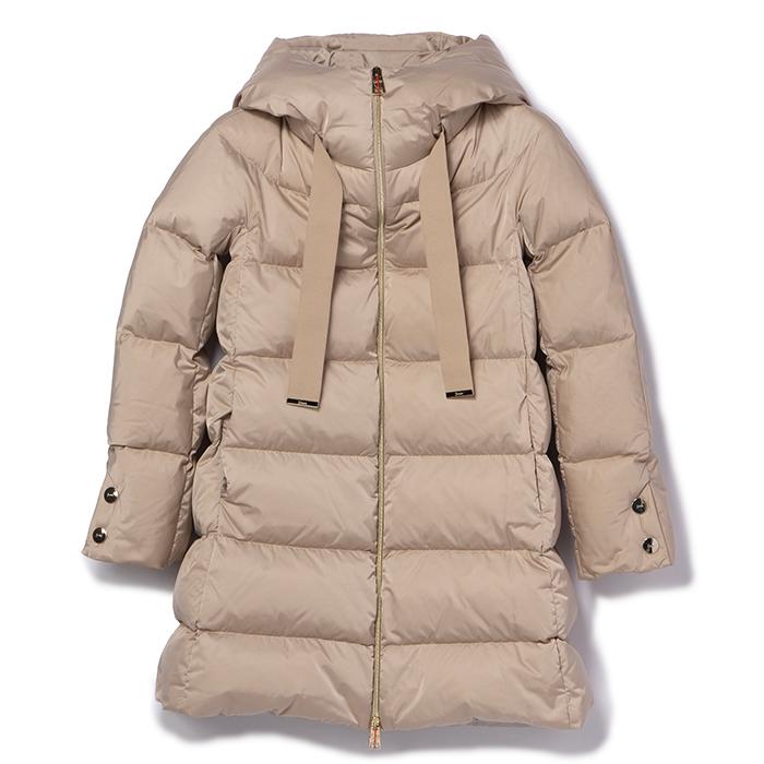 HERNO - ヘルノ HERNO ダウン レディース サテンAシェイプ フーデッドダウンコート ミドル丈 Aライン PI1304D 12170 1985 HERNO ヘルノ ダウン レディース サテンAシェイプ フーデッド