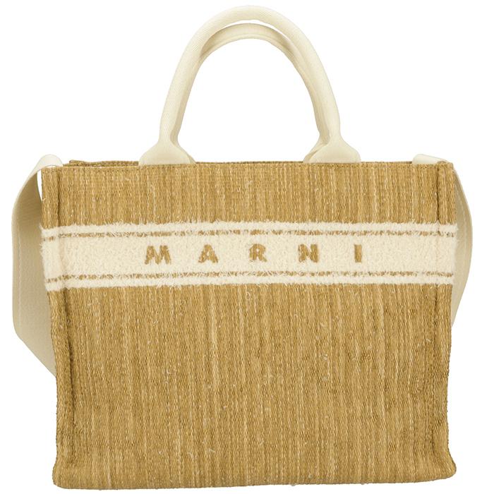 【並行輸入品】 MARNI バスケットバッグ ラフィアエフェクト スモール トートバッグ ロゴ A4サイズ収納 ショルダーバッグ SHMP0077L0 P7945の画像