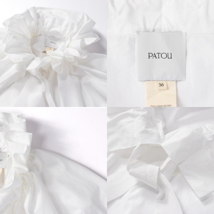 パトゥ PATOU ブラウス パフスリーブ グログランリボン バルーンスリーブ  ドローストリングネック シャツ TO0170011 0005 PATOU - パトゥ PATOU ブラウス パフスリーブ グログランリボン