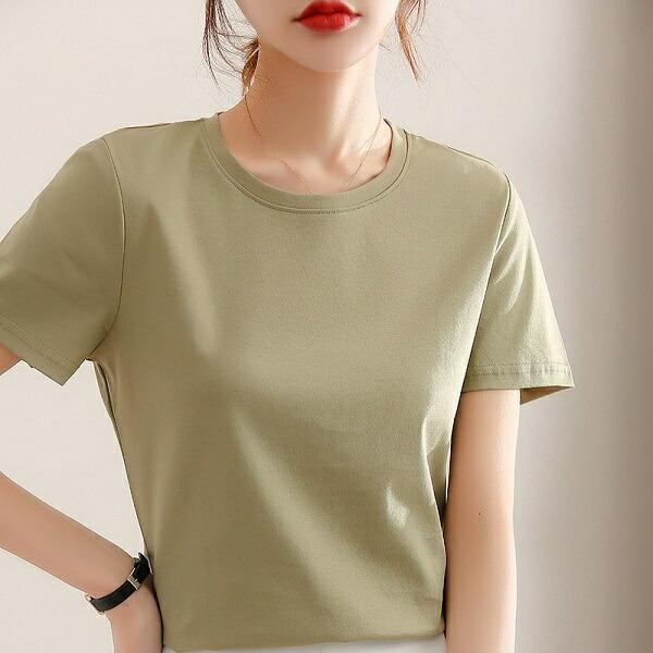 綿100％ tシャツ半袖 綿 レディース 無地 カットソー クルーネック しわになりにくい 無地 コットン100％ Tシャツ レディース コットン CLOTHY BA… ft16アサガオ