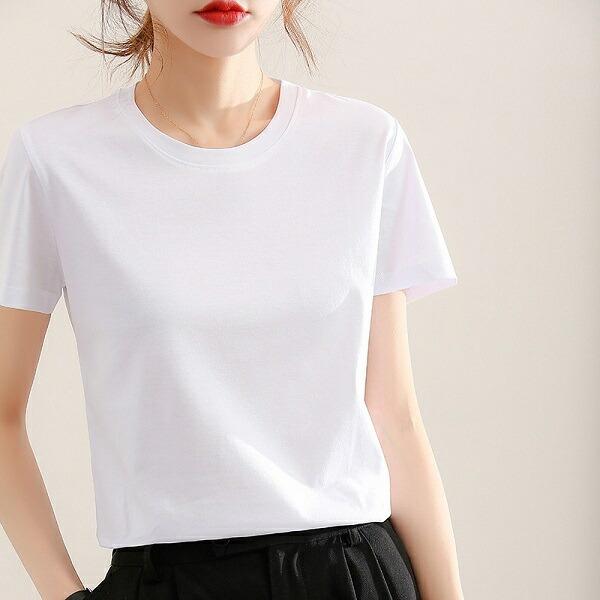 綿100％ tシャツ半袖 綿 レディース 無地 カットソー クルーネック しわになりにくい 無地 コットン100％ Tシャツ レディース コットン CLOTHY BA… ft16アサガオ
