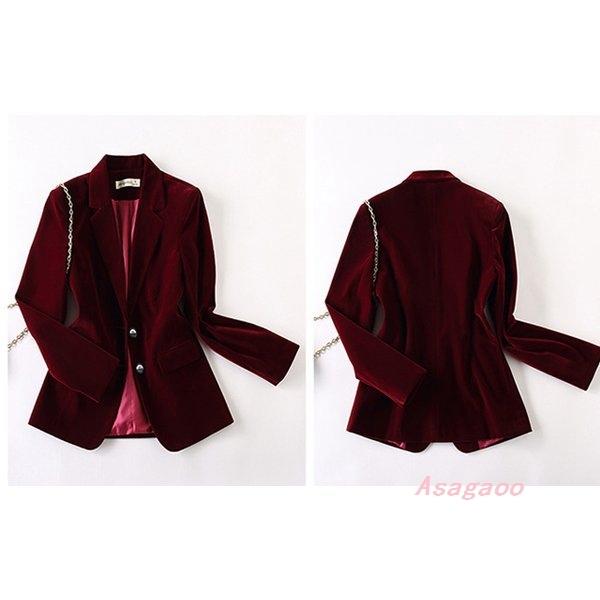 秋テーラードジャケットレディースベルベットベロアジャケットフォーマル通勤olオフィス長袖スーツジャケット大きいサイズブラックワイン赤 Asa 朝顔 通販 Yahoo ショッピング