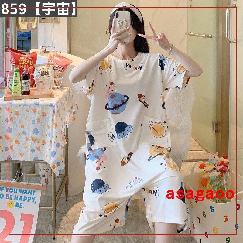 パジャマオールインワンワンピース2way股下ボタンレディース女性ルームウェアネグリジェつなぎ大きいサイズありラウンドネック半袖 5a0040 朝顔 通販 Yahoo ショッピング