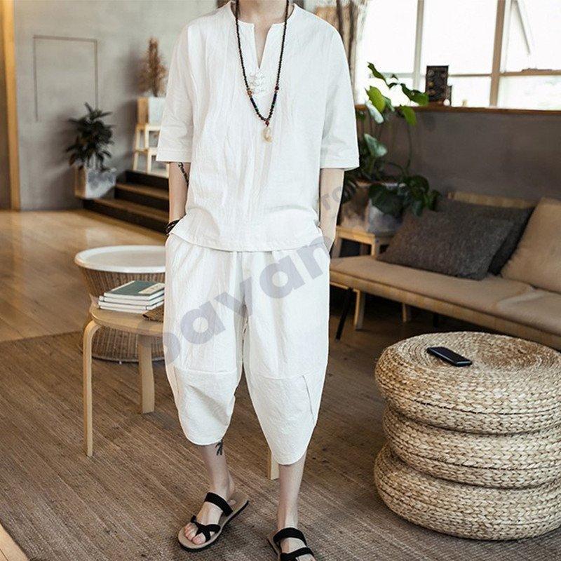 翌日発送可能 上下セットアップ メンズ ジャージ 綿麻 大きいサイズ ルームウェア スウェット 涼しい 普段着 部屋着 運動着 夏物 スポーツ サルエルパンツ トレーナー サルエルパンツ サイズ 4xl