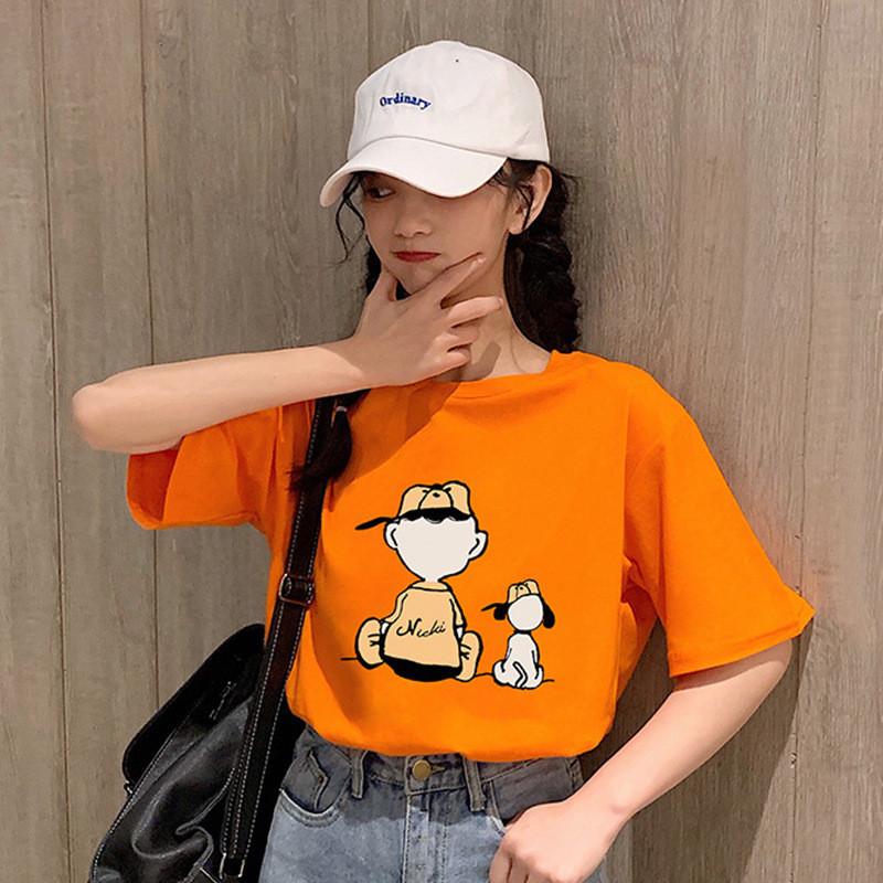 一部予約！】 韓国風 レディース 半袖シャツ カジュアル ファッション半袖シャツ オレンジ XL