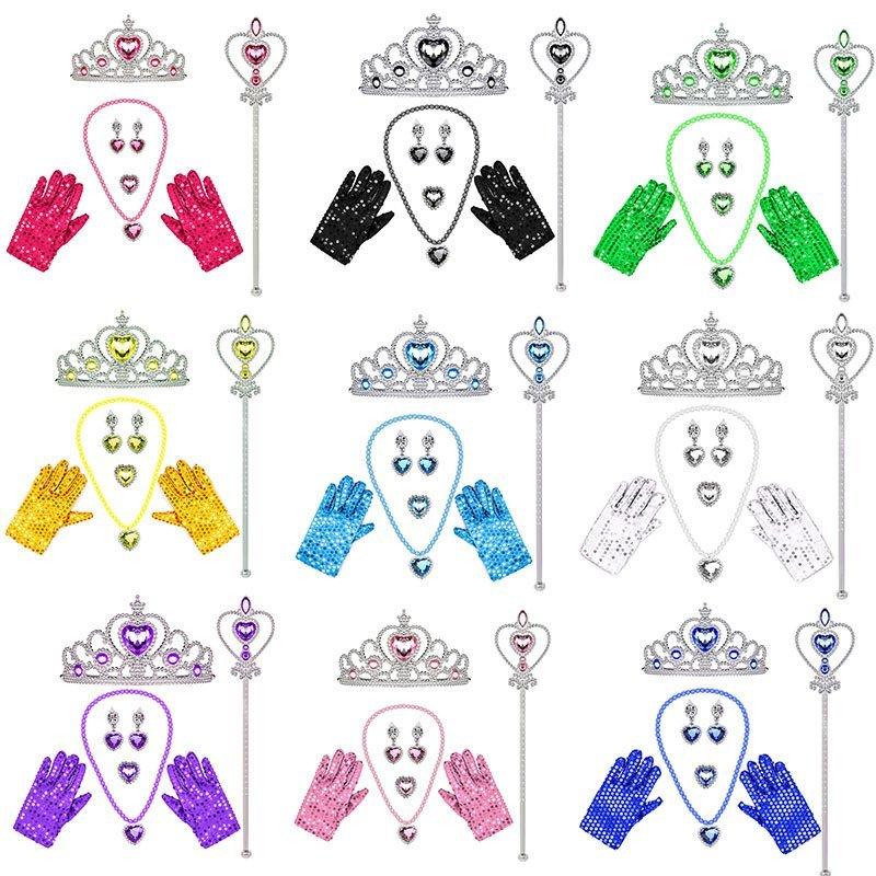 子供用 プリンセス アクセサリー 豪華 セット ドレスアップ プレゼント 手袋 ティアラ ステッキ 指輪 イヤリングクリスマス 女の子 :chohny50966435:アサガオ商店 通販 プリンセス ブルー 小物 セット アクセサリー ティアラ グローブ ステッキ