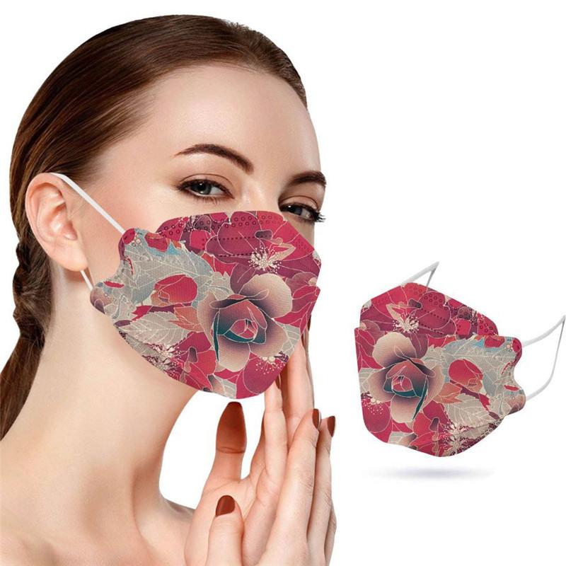 感謝価格】 KF94マスク 不織布 花柄 カラーマスク 柳葉型 通気 立体マスク 3D レース 男女兼用 4層構造 50枚 大人用 使い捨て  KN95同級 マスク