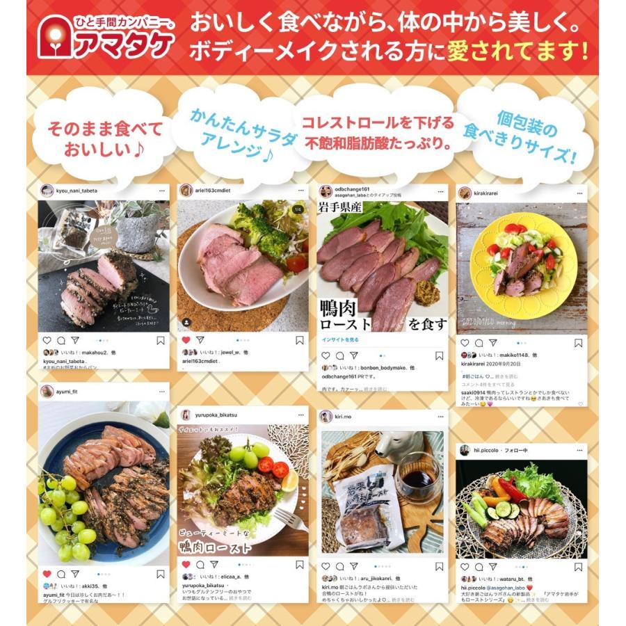 選べる2種類の味 アマタケ 国産 岩手あい鴨 ロースト 16個セット 冷凍 鴨肉 合鴨 美容 健康 父の日 内祝い ギフト プレゼント 3ｇ 冷凍 和風ロースト 100g中 食塩相当量：1 岩手県産 /しょう油 小麦 大豆を含む