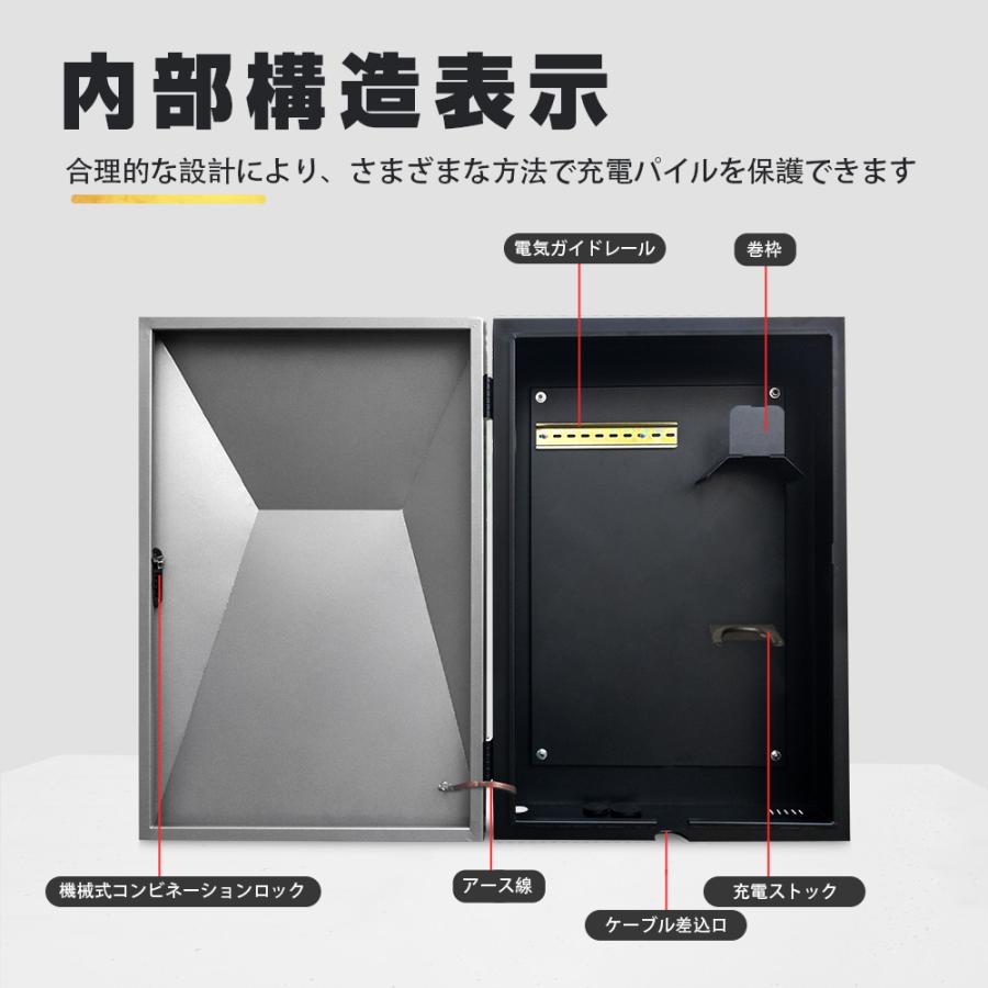 EV・PHEV用 充電ケーブル コンセント 収納ボックス スイッチ付 電気