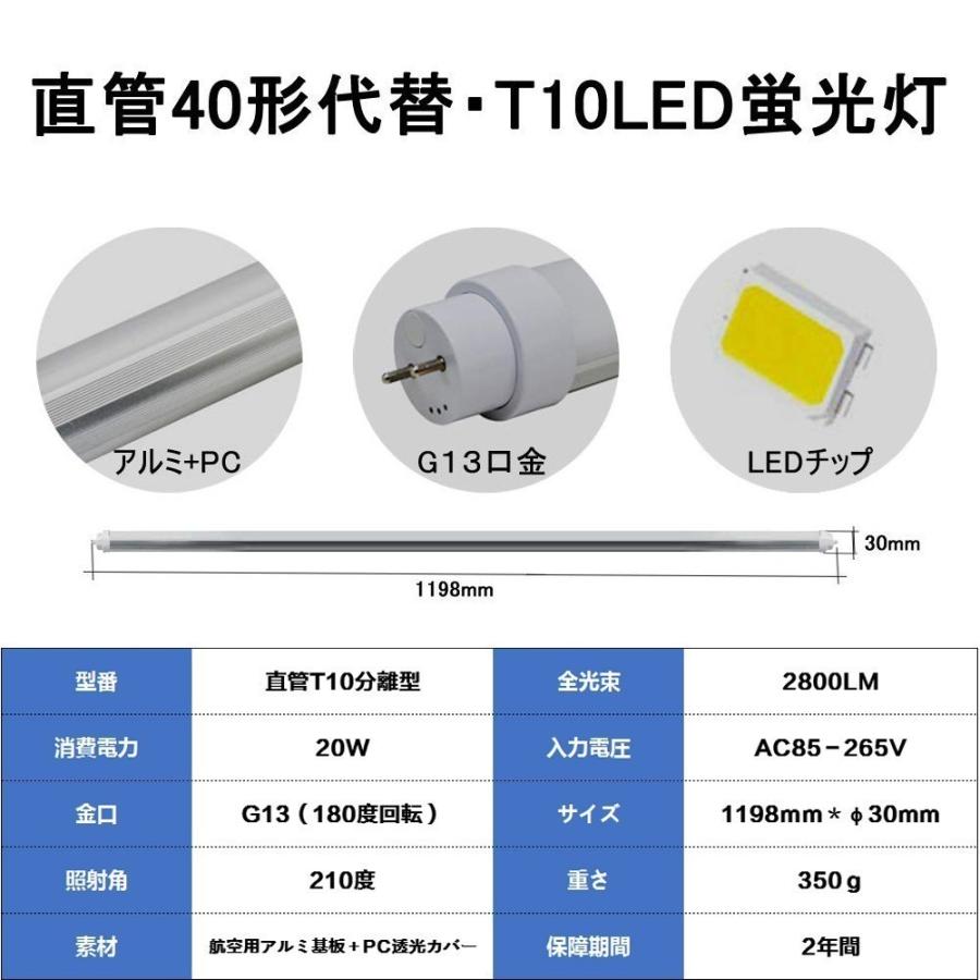 セット割引】 40W形LED蛍光灯 直管型 工事不要 120cm、1198mm直管形