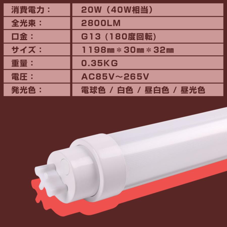 2本]直管LED蛍光灯 40W形 1198mm 消費電力20W led 直管 2800lm G13口金