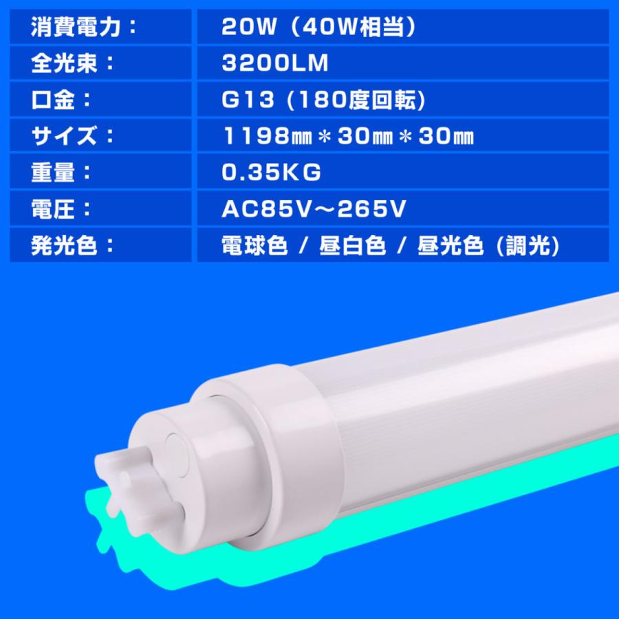 5本-壁スイッチで調光調色] G13口金 LED直管形蛍光灯 40w形 3200lm
