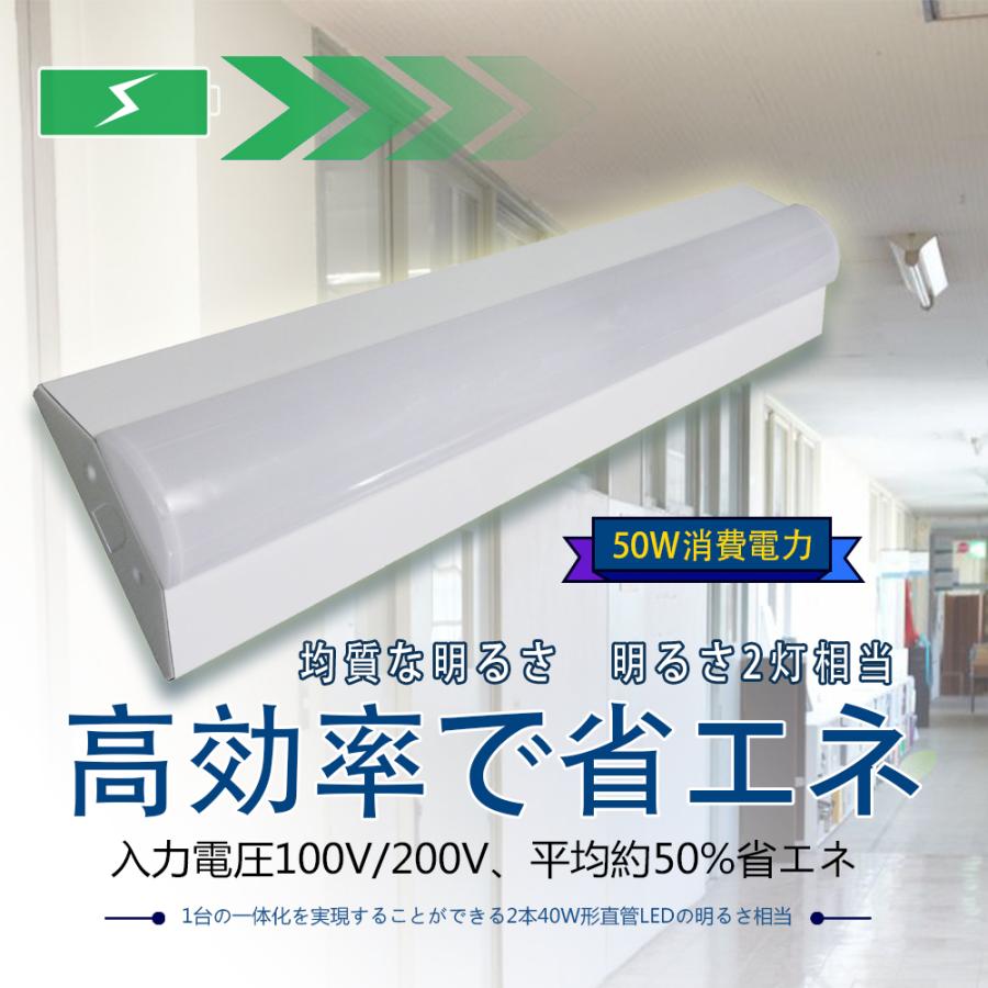 逆富士形 LED ベースライト 天井直付型 40形蛍光灯×2灯相当 従来の2本