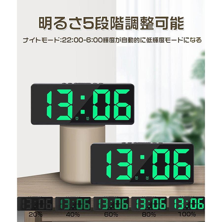 目覚まし時計 デジタルLED時計 置き時計 シンプル 明るさ調節可 USB