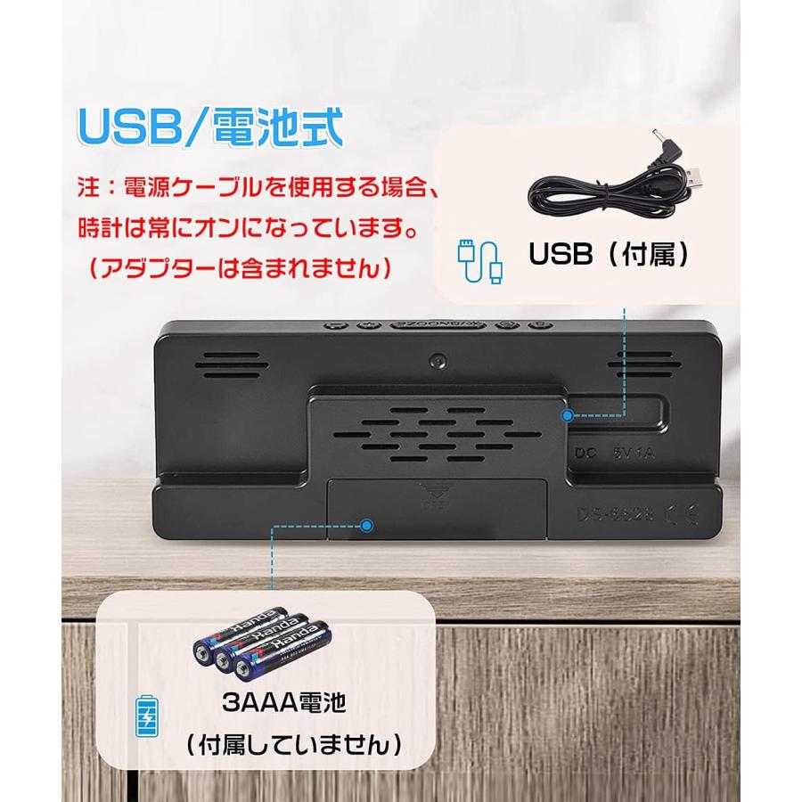 目覚まし時計 デジタルLED時計 置き時計 シンプル 明るさ調節可 USB