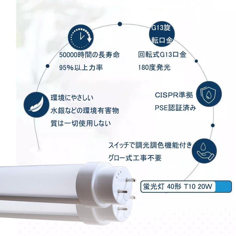 LED蛍光灯 40W形 直管1198mm G13 T10 直管led 蛍光灯 40w