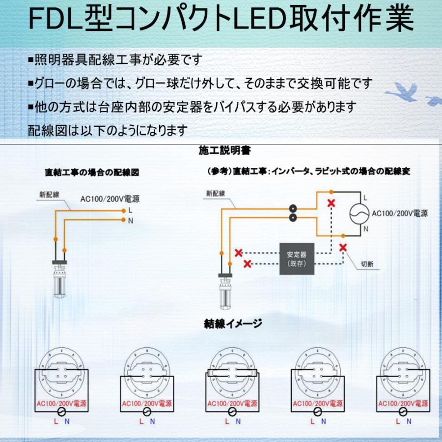 【期間限定10本セット】ledコンパクト蛍光灯FDL27EX形 12W グロー式工事不要 ledツイン蛍光灯 コンパクト蛍光ランプ代替 長寿命 高輝度 二年保証 色可選択の画像