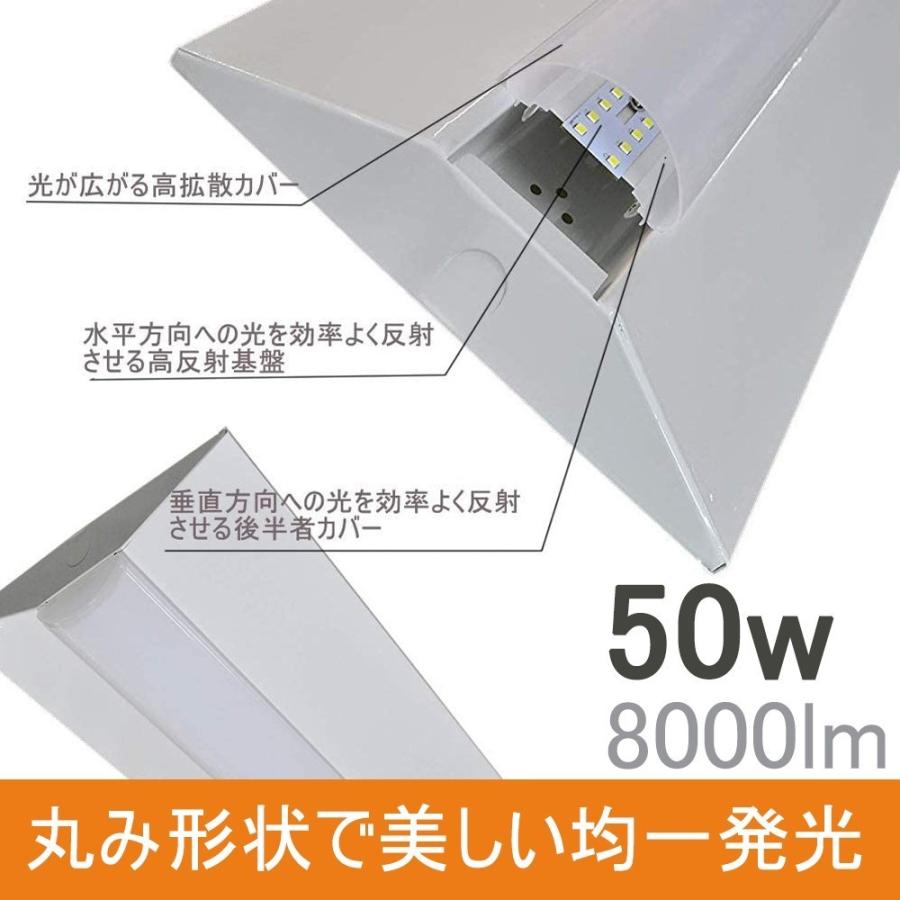 昼光色」逆富士型 LEDベースライト LED 器具一体型照明 50w 8000lm