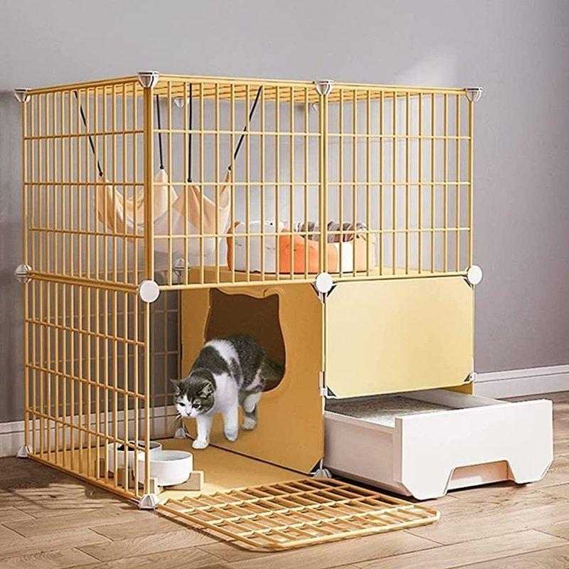 人気が高い 猫ケージ トイレ付き 大型 キャットケージ 2段 ペット 猫 ベビーサークル ゲージ 収納 脱走防止 多頭飼い 頑丈 75 49 73cm Aynaelda Com