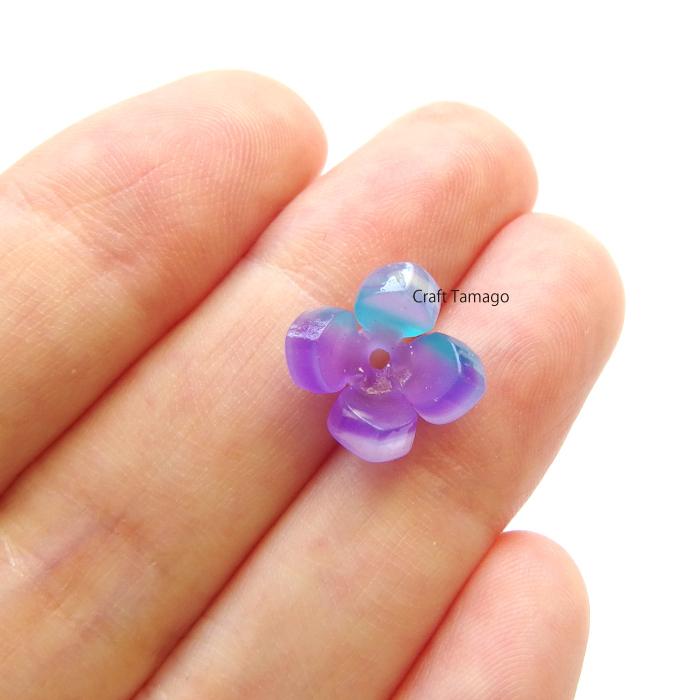フラワーパーツ ビーズ あじさい 紫陽花 立体 14mm マーブルカラー 10