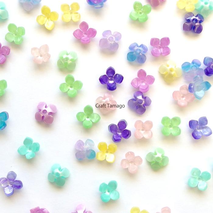 フラワーパーツ ビーズ あじさい 紫陽花 立体 14mm マーブルカラー 10