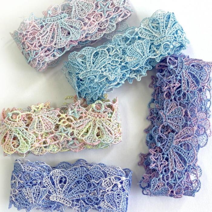 約100cm】レース 貝 マリン シェルとヒトデ 約30mm幅 夏柄 / 資材 素材