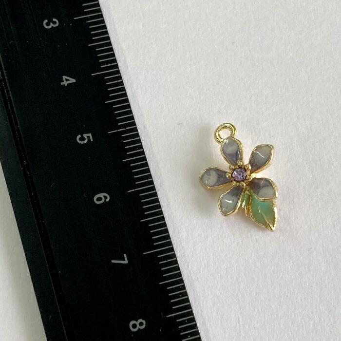 お花　　チャーム資材　　10個 チャームパーツ カラーチャーム 花 フラワー リーフ 16*12.5mm