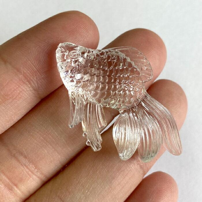チャームパーツ 金魚 立体 クリア 26*40mm 10個 資材 素材