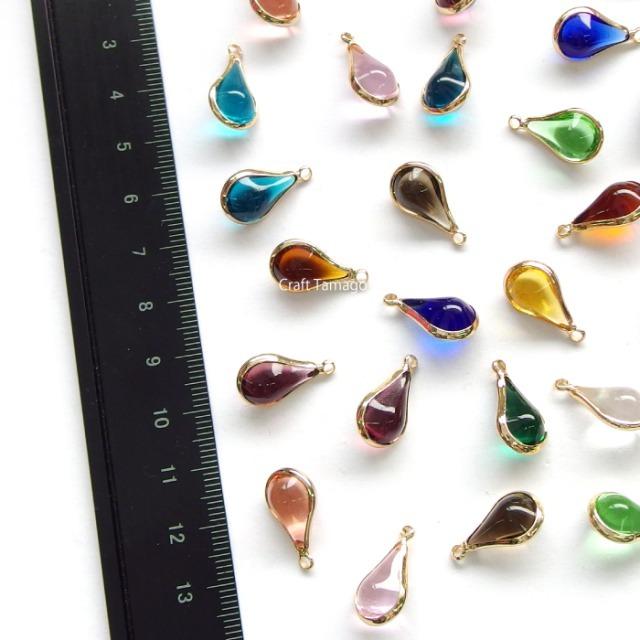 チャーム パーツ しずく 雫 ガラス製 スリムぷっくり 18*10mm 2