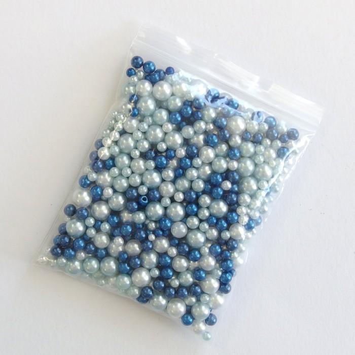 約20g】穴なしパール ブルー系ミックス //アクセサリー/パーツ/材料/卸 