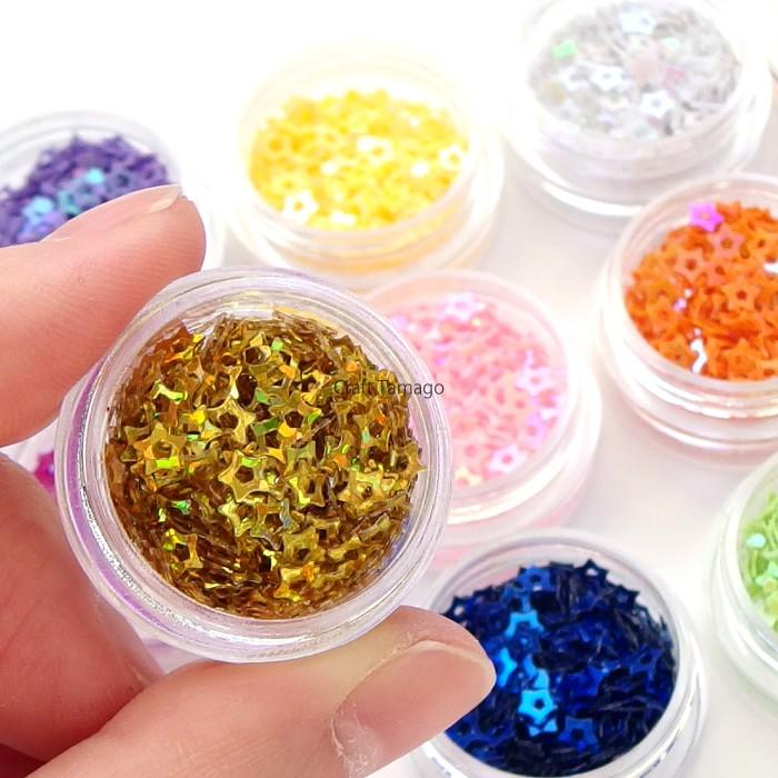 封入パーツ 星型スパンコール(中抜き) 12色セット 資材 1セット パーツ