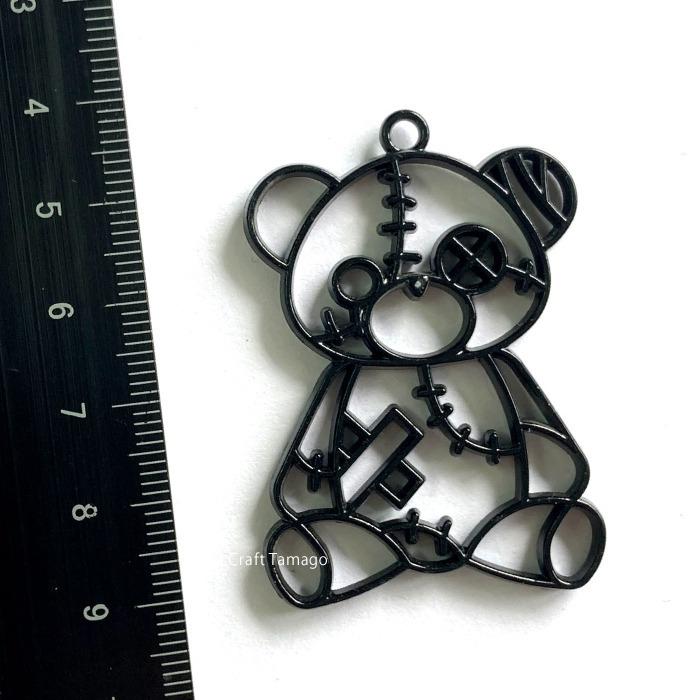 レジン枠 空枠 ツギハギだらけのテディベア 黒 ブラック 1個 Craft