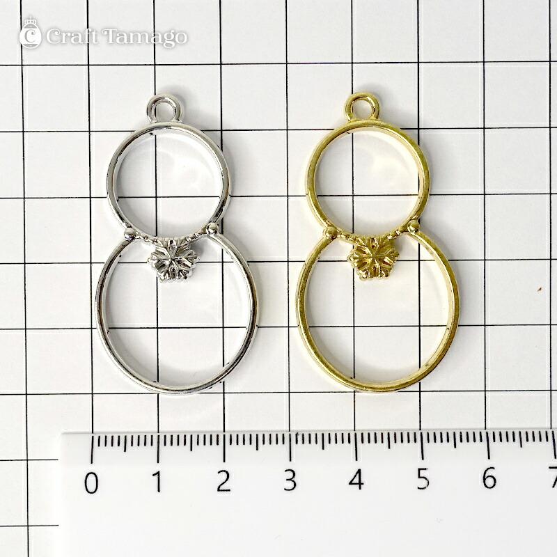 1個】雪だるま スノーマン レジン枠 空枠 チャーム フレーム シルバー